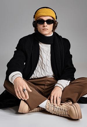 Black Bold Jacket With a Striking Yellow Cap